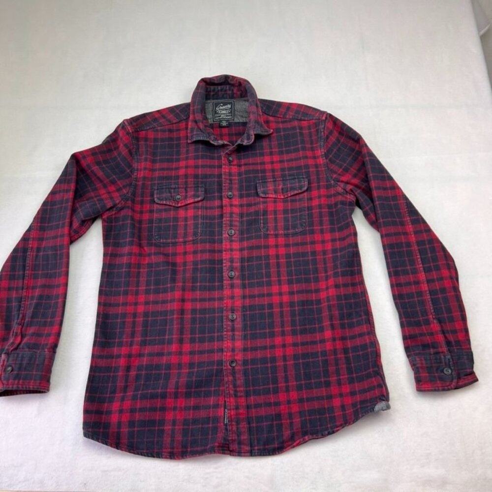 Grayers Shirt Mens M Red/Blue Heritage Flannel Button Up Long Sleeve Outdoors